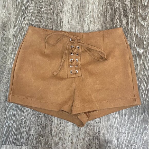Forever 21 Pants - Womens Forever 21 Brown Suede Tie Front Shorts - S